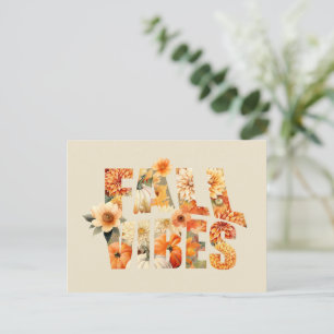 Herfst vibes waterverf wilde bloemen herfstbladere feestdagenkaart