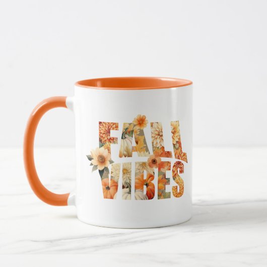Herfst vibes waterverf wilde bloemen herfstbladere mok (Links)