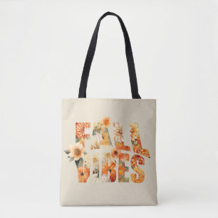 Herfst vibes waterverf Wildflowers Leaves Autumn Draagtas