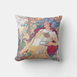 Herfst (Vier Seizoenen), Alphonse Mucha Kussen