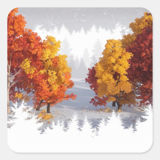 herfst vierkante sticker (Voorkant)