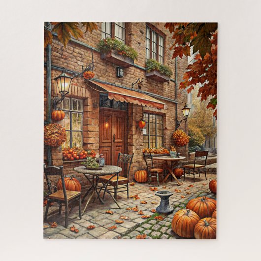 Herfst Village Street Puzzel (Verticaal)