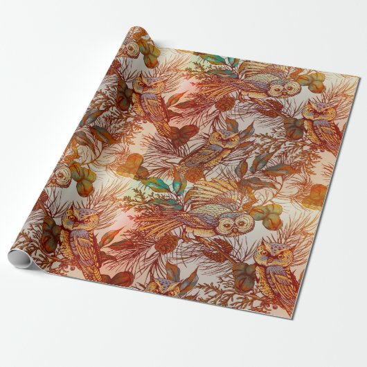 Herfst vintage najaar cadeaupapier (Uitgerold)