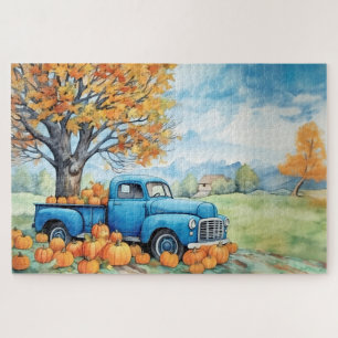 Herfst Vintage Pick-up en Pompoenen 20x30 Legpuzzel