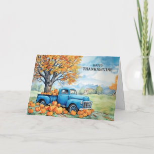 Herfst Vintage Pick-up en Pompoenen Thanksgiving Feestdagen Kaart