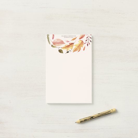 herfst voel elegant flormonogram post-it® notes (Op bureau)