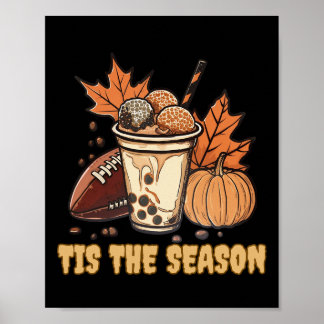 Herfst Voetbal Pompoen Esdoornblad Kinderen Mannen Poster