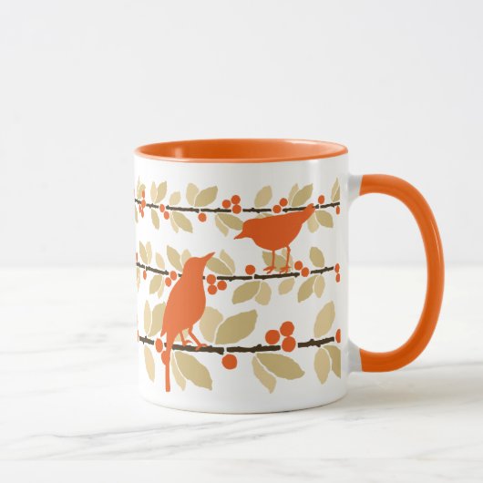 Herfst vogels op bijkantoren met Mok van bessen (Rechts)