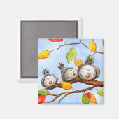 Herfst Vogels Trio Magnet Magneet (Voorkant / Achterkant)