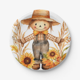Herfst vogelverschrikker papier Borden, zonnebloem Papieren Bordje