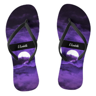 Herfst Volle Maan Paarse Wolken Teenslippers