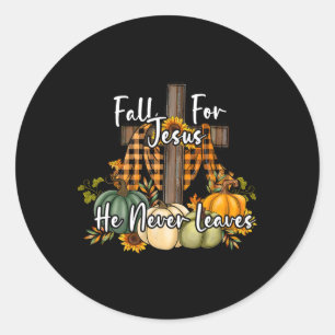 Herfst voor Jezus Hij laat nooit een pompoenherfst Ronde Sticker