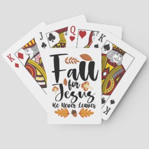 Herfst voor Jezus Hij laat nooit Thanksgiving Chri Pokerkaarten