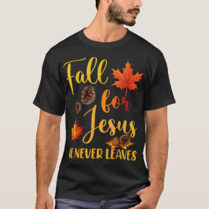 Herfst voor Jezus Hij verlaat nooit najaar Christe T-shirt