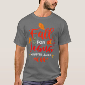 Herfst voor Jezus Hij verlaat nooit najaar Christe T-shirt
