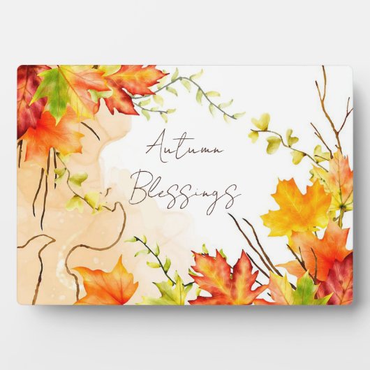 Herfst voorbeeldbladeren met aangepaste tekst fotoplaat (voorkant)