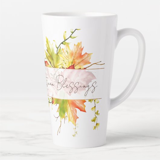 Herfst voorbeeldbladeren met aangepaste tekst latte mok (Rechts)