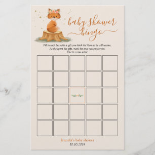 Herfst Vos Baby Shower Oogst Bingo Spel