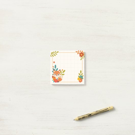 Herfst Vos bladeren en bloemen Post-it® Notes (Op bureau)