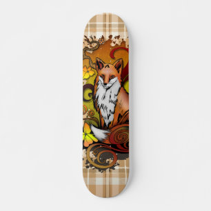Herfst Vos Geruite Natuur Illustratie Skateboard