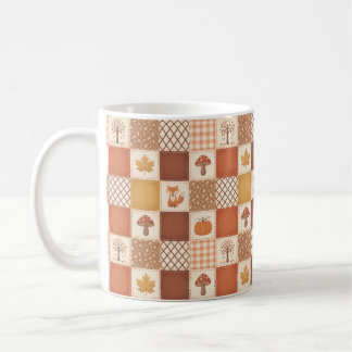 Herfst Vos Pompoen Paddenstoel Patchwork Patroon Koffiemok