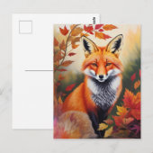 herfst vos schilderij briefkaart (Voorkant / Achterkant)