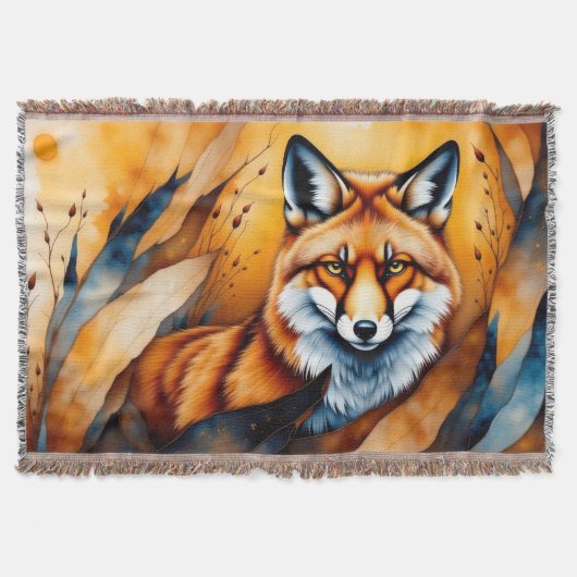 Herfst Vos Schilderij Deken (Voorkant)