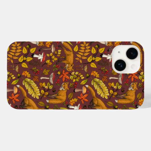 Herfst vossen op chocoladebruin Case-Mate iPhone case (Achterkant (horizontaal))