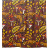 Herfst vossen op chocoladebruin douchegordijn (Voorkant)