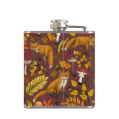 Herfst vossen op chocoladebruin heupfles (Achterkant)