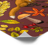Herfst vossen op chocoladebruin poster (Hoek)
