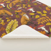 Herfst vossen op chocoladebruin sherpa deken (3/4)