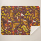 Herfst vossen op chocoladebruin sherpa deken (Voorkant (horizontaal))