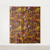 Herfst vossen op chocoladebruin wandkleed (Voorkant)