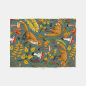 Herfst vossen op pijnboomgroen fleece deken (Voorkant (Horizontaal))