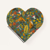 Herfst vossen op pijnboomgroen notitieboek (Voorkant)