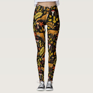 Herfst vossen op zwart leggings