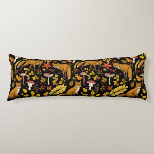 Herfst vossen op zwart lichaamskussen (Voorkant)