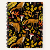 Herfst vossen op zwart notitieboek (Voorkant)