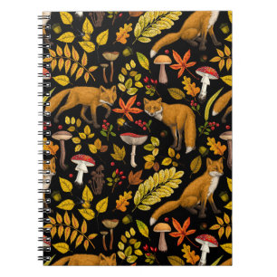 Herfst vossen op zwart notitieboek