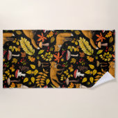 Herfst vossen op zwart strandlaken (Voorkant)