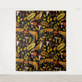 Herfst vossen op zwart wandkleed (Voorkant)