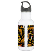 Herfst vossen op zwart waterfles (Achterkant)