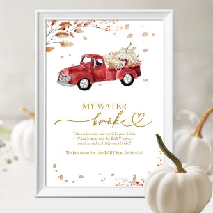 Herfst vrachtwagen mijn vliezen braken baby shower poster