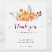 Herfst Vrijgezellenfeest Pumpkin Script Hartelijk  Wijn Etiket (Enkel label)