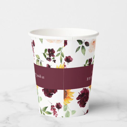 Herfst Vrijgezellenfeest Zonnebloemen en Rozen Blo Papieren Bekers (Rechts)