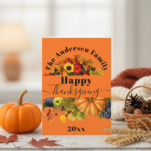 Herfst Vruchten Bloemen en Loofwerk Prettig Thanks Kaart