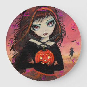 Herfst Vuur Halloween Kunstklok Grote Klok