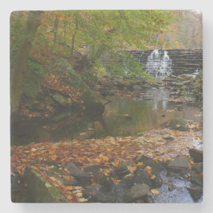 Herfst Waterfall en Creek Pennsylvania Natuur Stenen Onderzetter