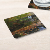 Herfst Waterfall en Creek Pennsylvania Natuur Vierkante Kartonnen Onderzetter (Schuin)